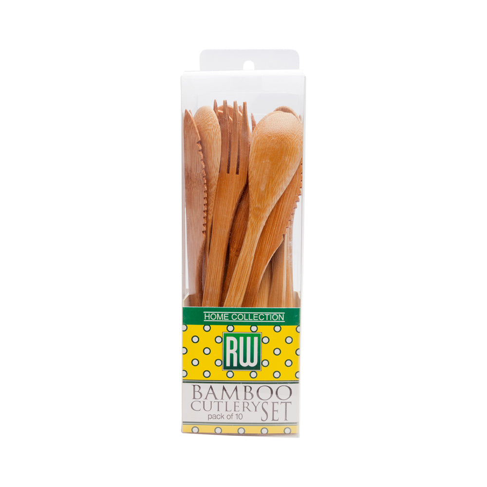 restaurantware Bambuddha Natural Bamboo Cutlery Set - Retail Pack - 8" - 10 count x 10 boxes