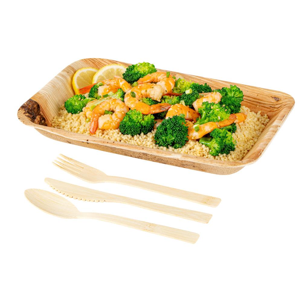 restaurantware Bambuddha Natural Bamboo Disposable Cutlery Set - 7" - 100 count box