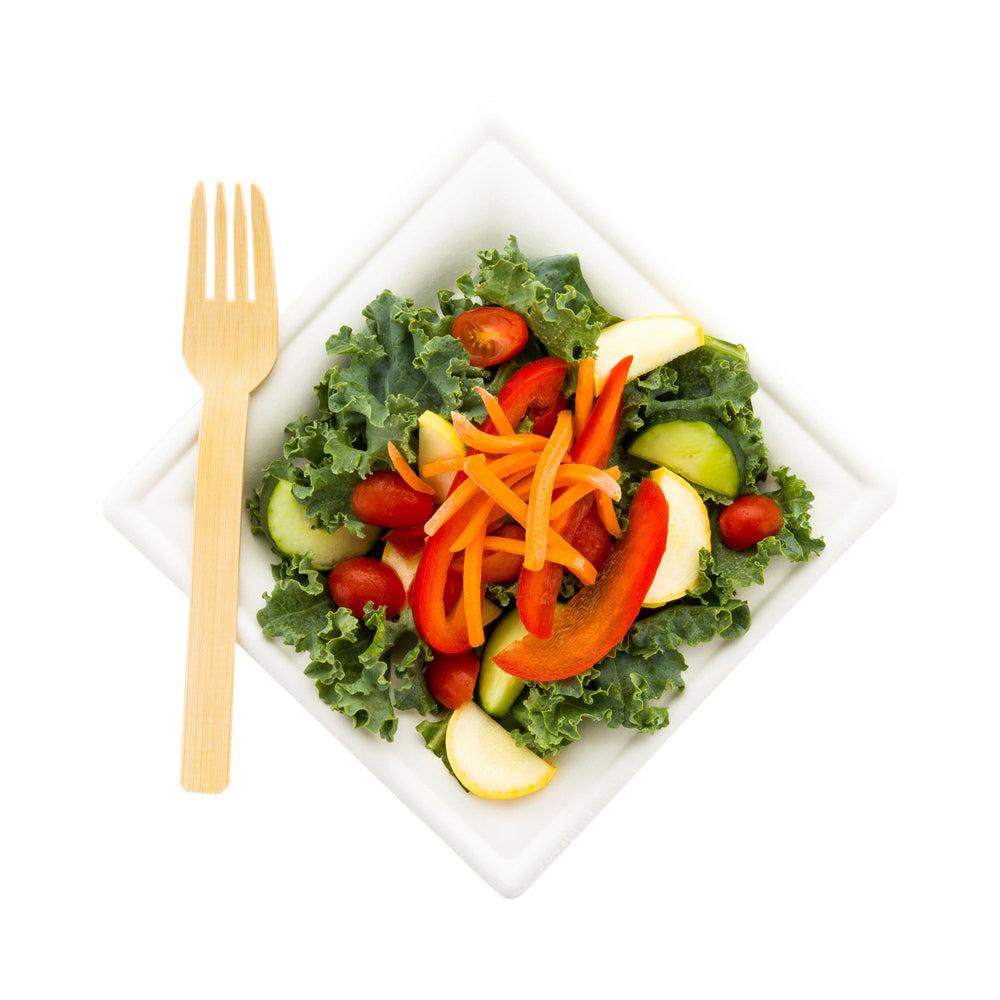 restaurantware Bambuddha Natural Bamboo Disposable Fork - 6 3/4" x 1 1/4" x 3/4" - 500 count box