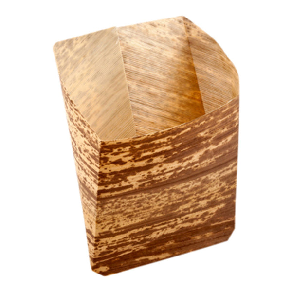 Restaurantware Bambuddha Natural Bamboo French Fry Pocket Sleeve - 5" X 5 1/4" X 1" - 100 Count Box