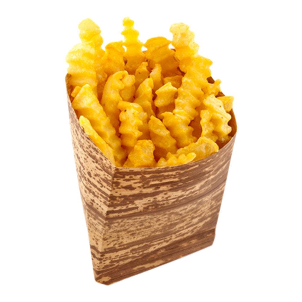 restaurantware Bambuddha Natural Bamboo French Fry Pocket Sleeve - 5" x 5 1/4" x 1" - 100 count box