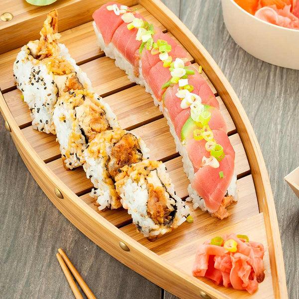 Restaurantware Bambuddha Natural Bamboo Large Sushi Boat - 17 1/4" X 5" X 3 1/2" - 1 Count Box