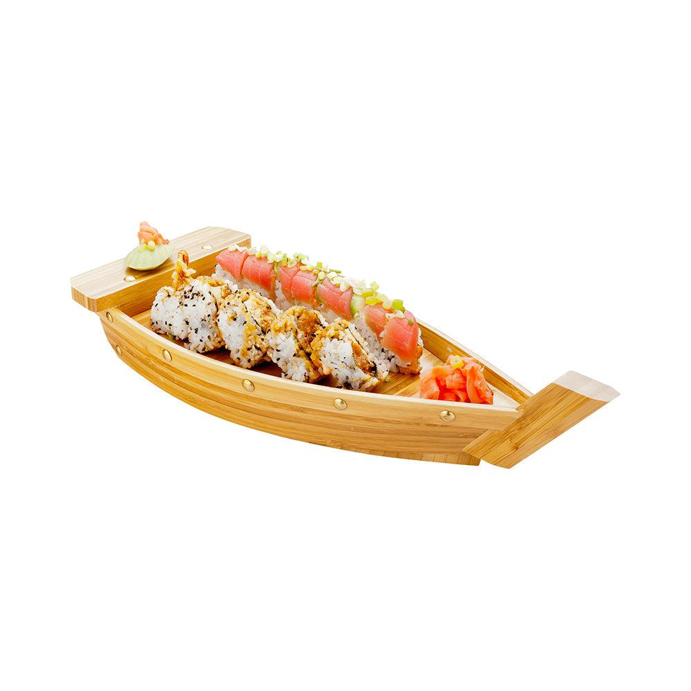 restaurantware Bambuddha Natural Bamboo Large Sushi Boat - 17 1/4" x 5" x 3 1/2" - 1 count box