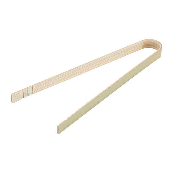 Restaurantware Bambuddha Natural Bamboo Large Tongs - 6" X 1" - 100 Count Box