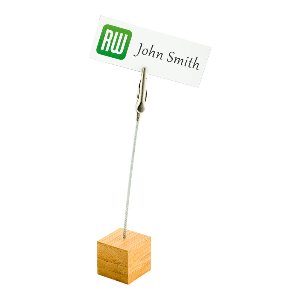restaurantware Bambuddha Natural Bamboo Name Card Holder - Metal Clip - 5" x 1" x 1" - 100 count box