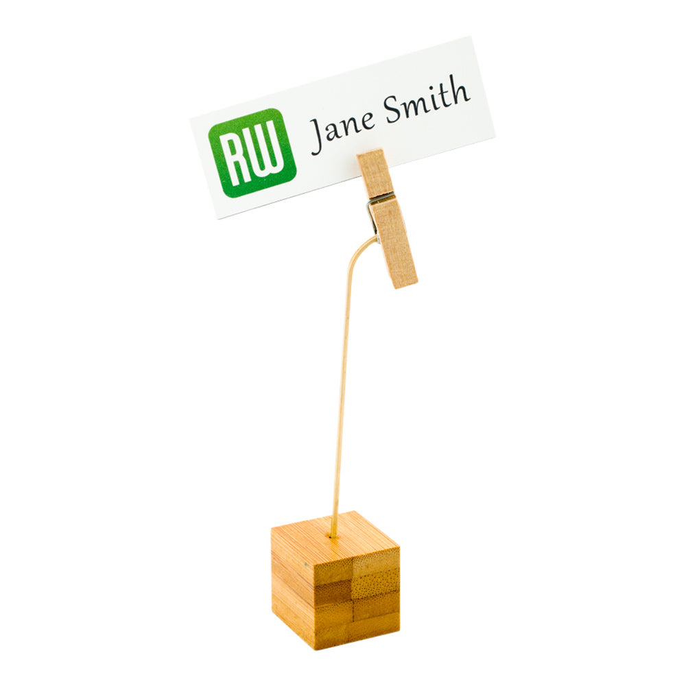 restaurantware Bambuddha Natural Bamboo Name Card Holder - Wood Clip - 5" x 1" x 1" - 100 count box
