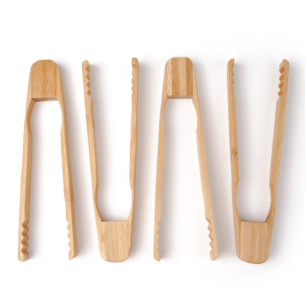 Restaurantware Bambuddha Natural Bamboo Ridged Tong - 7" - 100 Count Box