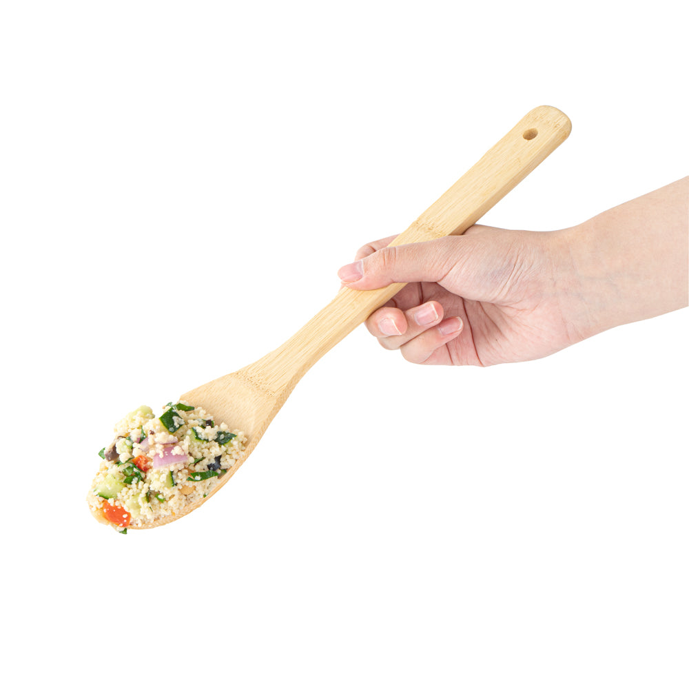 restaurantware Bambuddha Natural Bamboo Serving Spoon - 12" x 1" - 1 count box