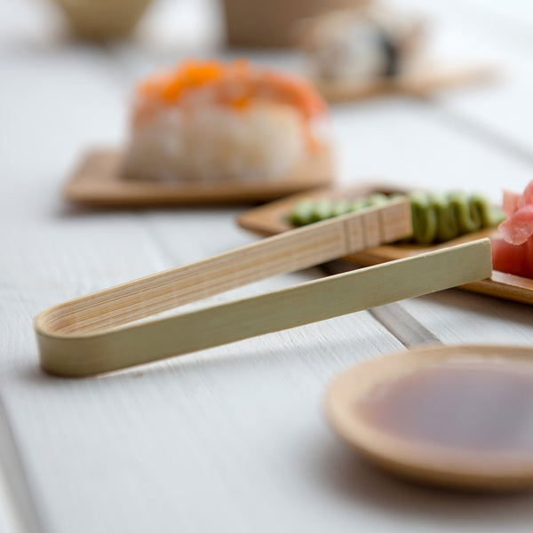 Restaurantware Bambuddha Natural Bamboo Small Tongs - 4" X 1 1/2" X 1/2" - 100 Count Box