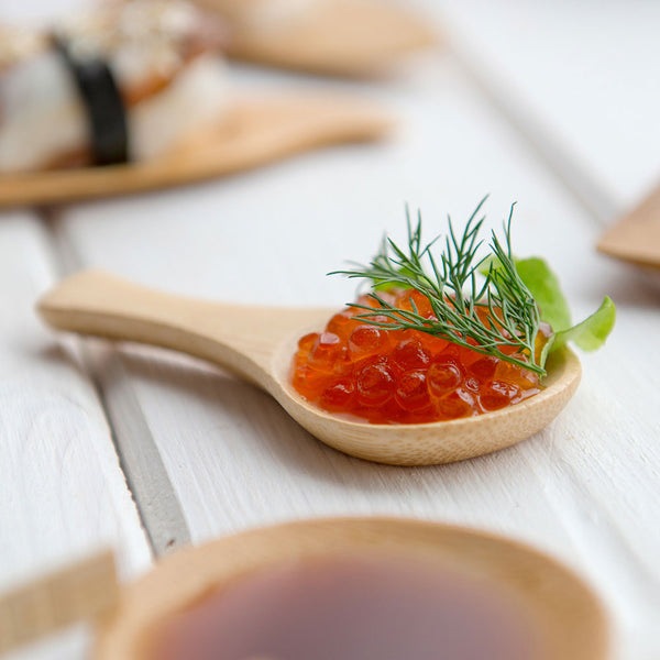 Restaurantware Bambuddha Natural Bamboo Spoon - Carved - 3 1/2" X 1 3/4" - 100 Count Box