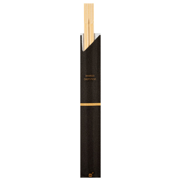 Restaurantware Bambuddha Natural Bamboo Twin Chopsticks - With Paper Sleeve - 9" - 1000 Count Box