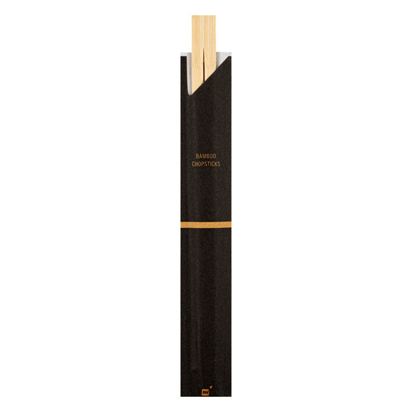 Restaurantware Bambuddha Natural Bamboo Twin Chopsticks - With Paper Sleeve - 8 1/4" - 1000 Count Box