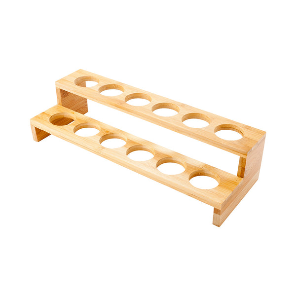 Restaurantware Bambuddha Rectangle Natural Bamboo Cone Stand - 12 Slots Multi-Level - 13 1/2" X 5" X 3 1/2" - 1 Count Box