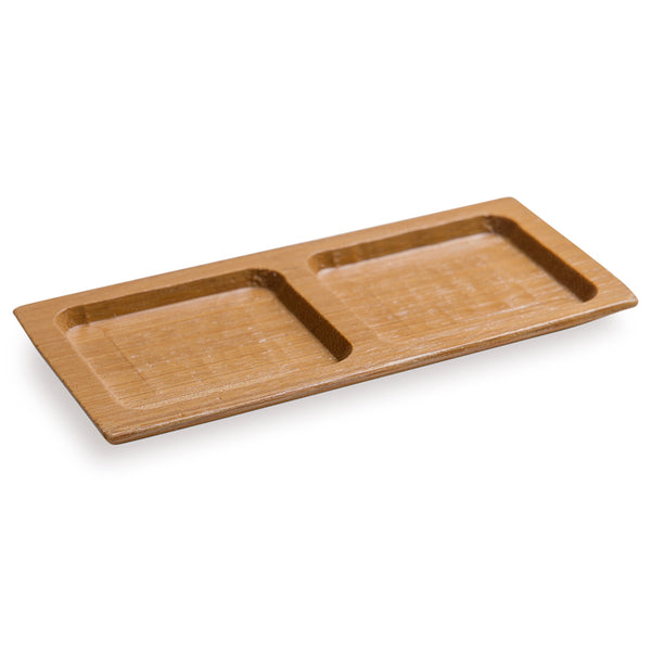 Restaurantware Bambuddha Rectangle Natural Bamboo Duo Plate - 4 3/4" X 2 1/2" X 1/2" - 100 Count Box