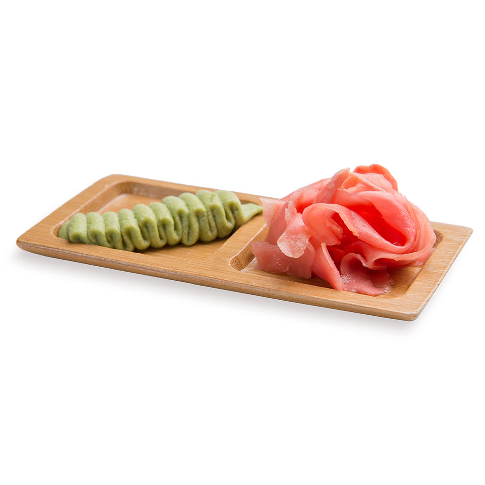 restaurantware Bambuddha Rectangle Natural Bamboo Duo Plate - 4 3/4" x 2 1/2" x 1/2" - 100 count box