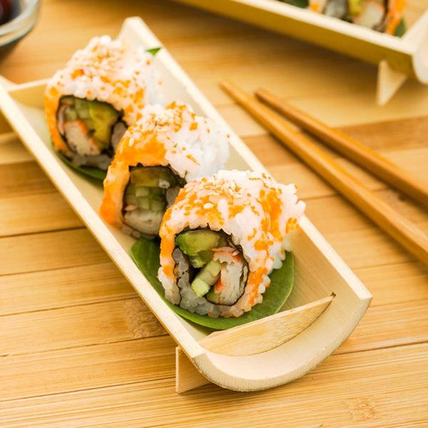 Restaurantware Bambuddha Rectangle Natural Bamboo Large Canoe - 6" X 2 1/4" X 1" - 100 Count Box