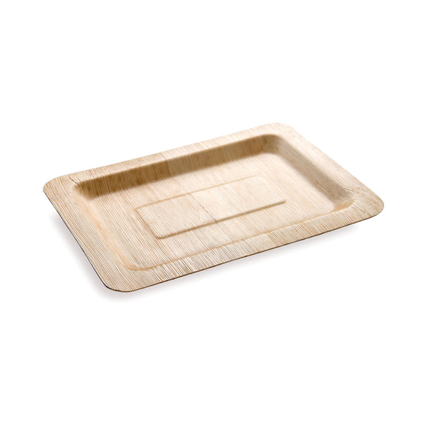 Restaurantware Bambuddha Rectangle Natural Bamboo Plate - 8" X 5 1/2" X 1/2" - 100 Count Box