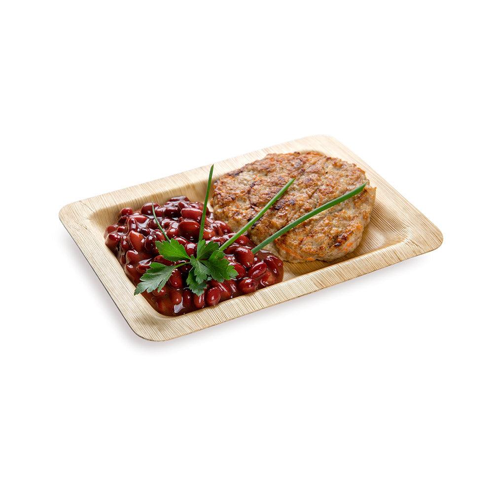 restaurantware Bambuddha Rectangle Natural Bamboo Plate - 8" x 5 1/2" x 1/2" - 100 count box