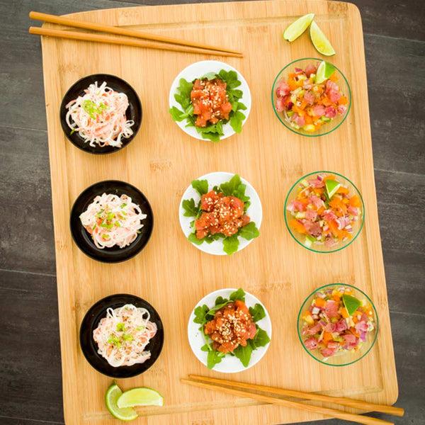 Restaurantware Bambuddha Rectangle Natural Bamboo Serving Board - 17 1/2" X 13 3/4" X 1" - 1 Count Box