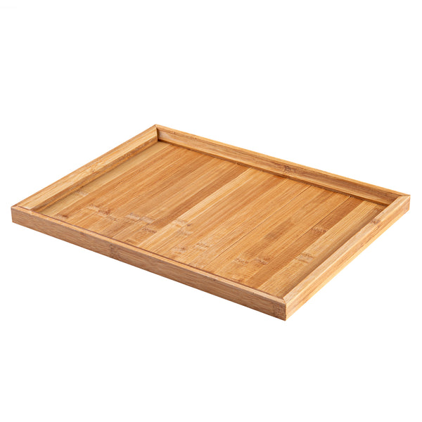 Restaurantware Bambuddha Rectangle Natural Bamboo Tray - Slatted - 14 1/2" X 10 1/2" X 1" - 1 Count Box