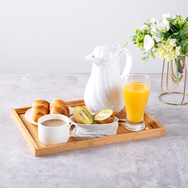 Restaurantware Bambuddha Rectangle Natural Bamboo Tray - Slatted - 14 1/2" X 10 1/2" X 1" - 1 Count Box