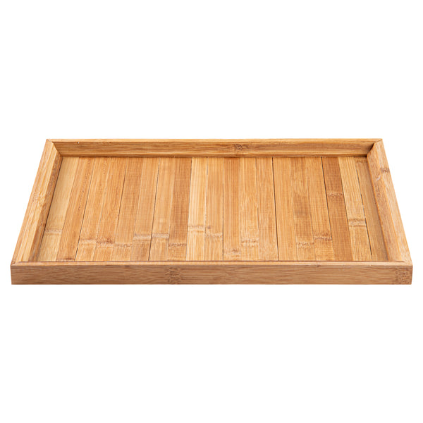 Restaurantware Bambuddha Rectangle Natural Bamboo Tray - Slatted - 14 1/2" X 10 1/2" X 1" - 1 Count Box