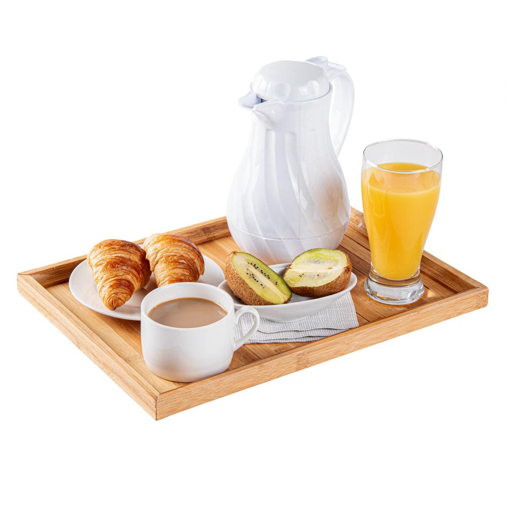 restaurantware Bambuddha Rectangle Natural Bamboo Tray - Slatted - 14 1/2" x 10 1/2" x 1" - 1 count box
