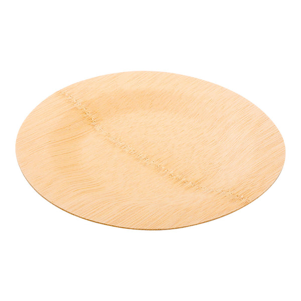 Restaurantware Bambuddha Round Natural Bamboo Medium Veneer Plate - 7" X 7" X 1/2" - 100 Count Box