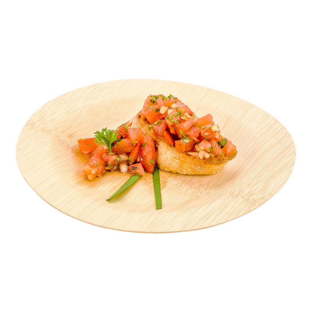 restaurantware Bambuddha Round Natural Bamboo Medium Veneer Plate - 7" x 7" x 1/2" - 100 count box