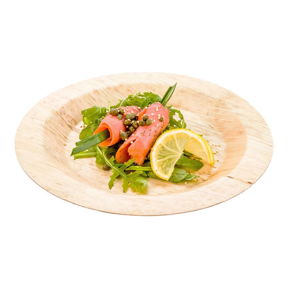 restaurantware Bambuddha Round Natural Bamboo Plate - 9" x 9" x 1/2" - 50 count box