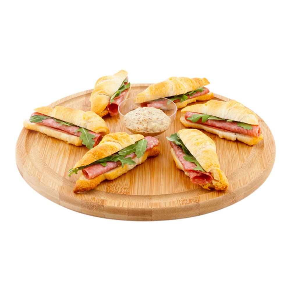 restaurantware Bambuddha Round Natural Bamboo Serving Board - 12" x 12" x 1" - 1 count box