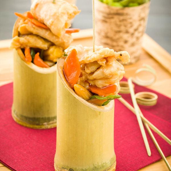 Restaurantware Bambuddha Round Natural Bamboo Tube - 2" X 2" X 3 1/2" - 100 Count Box