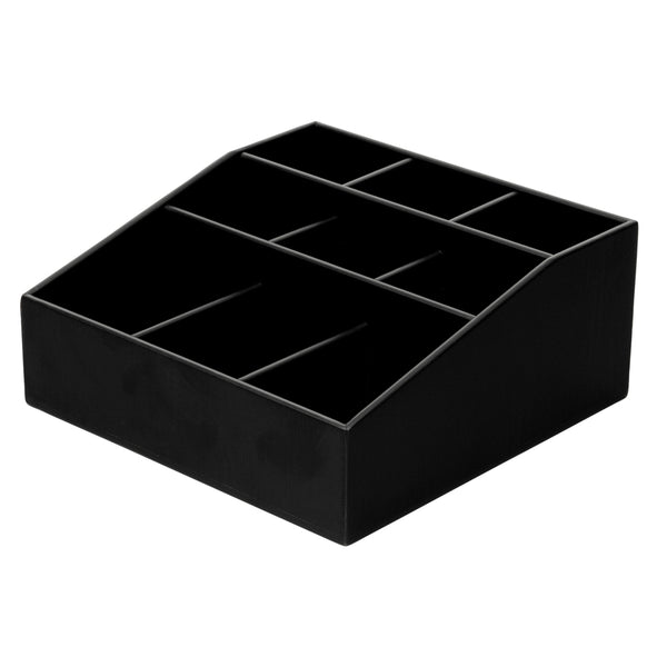 Restaurantware Bambuddha Square Black Bamboo Condiment Organizer - 9 Compartments - 11 3/4" X 11 3/4" X 5 1/2" - 1 Count Box
