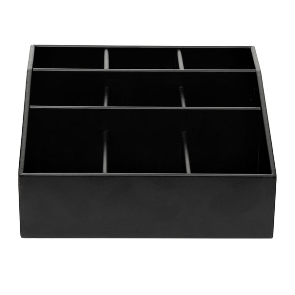 Restaurantware Bambuddha Square Black Bamboo Condiment Organizer - 9 Compartments - 11 3/4" X 11 3/4" X 5 1/2" - 1 Count Box