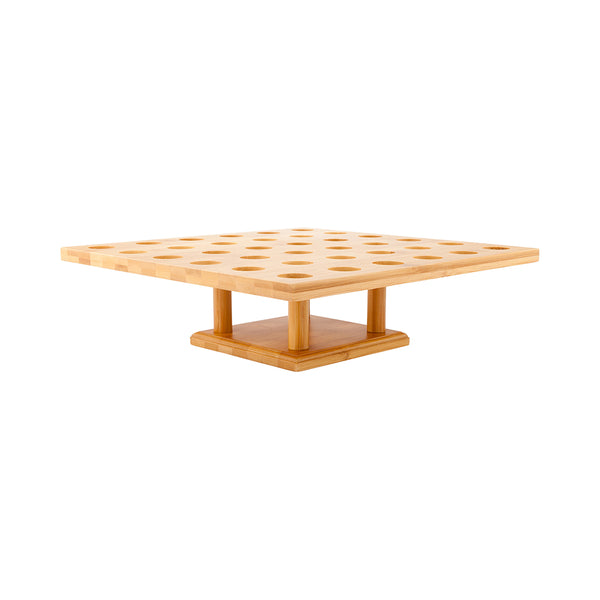 Restaurantware Bambuddha Square Natural Bamboo Cone Stand - 36 Slots - 13 1/2" X 13 1/2" X 3 3/4" - 1 Count Box