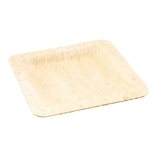 Restaurantware Bambuddha Square Natural Bamboo Medium Plate - 6" X 6" X 1/2" - 100 Count Box