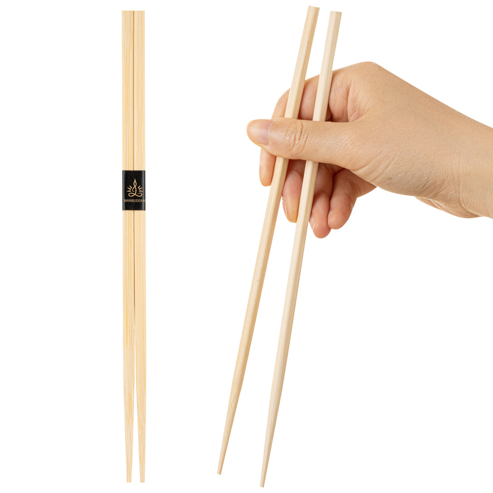 restaurantware Bambuddha Square Natural Bamboo Modern Chopsticks - with Paper Band - 9 1/2" - 1000 count box