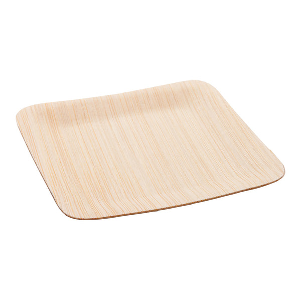 Restaurantware Bambuddha Square Natural Bamboo Veneer Plate - 3 1/2" X 3 1/2" X 1/2" - 100 Count Box