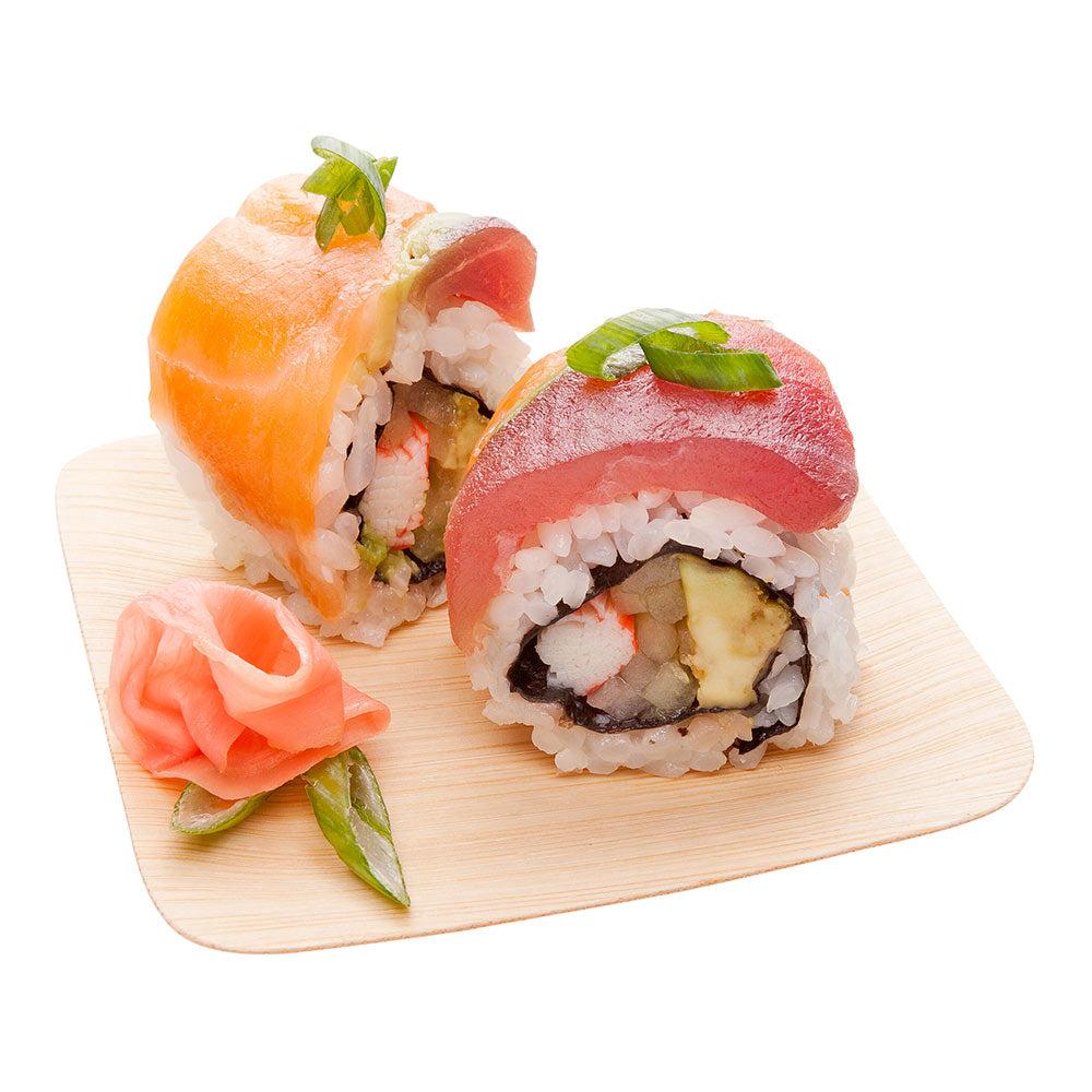 restaurantware Bambuddha Square Natural Bamboo Veneer Plate - 3 1/2" x 3 1/2" x 1/2" - 100 count box