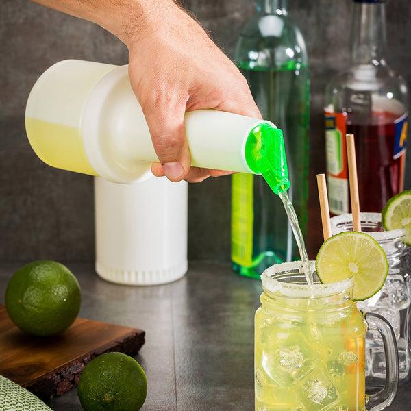 Restaurantware Bar Lux 0.5 Qt Plastic Quick Pour Storage Container Bottle - With Green Spout And Lid - 3 1/2" X 3 1/2" X 10 1/4" - 1 Count Box