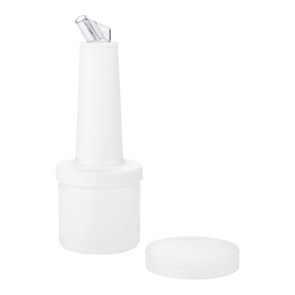 Restaurantware Bar Lux 0.5 Qt Plastic Quick Pour Storage Container Bottle - With Clear Spout And Lid - 3 1/2" X 3 1/2" X 10 1/4" - 1 Count Box