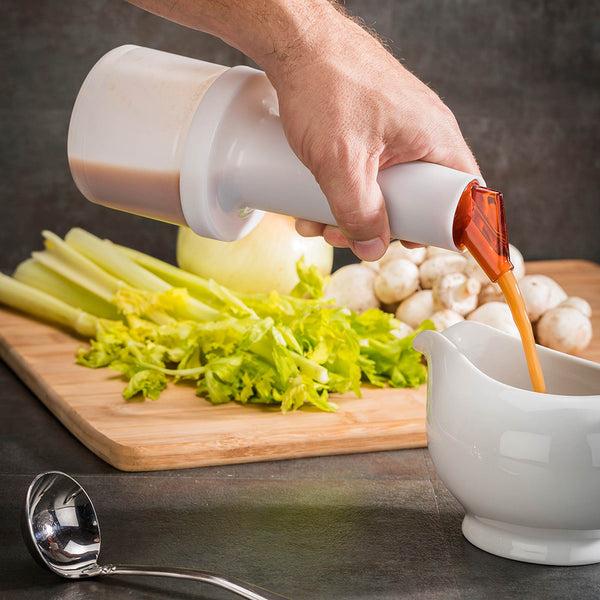 Restaurantware Bar Lux 0.5 Qt Plastic Quick Pour Storage Container Bottle - With Brown Spout And Lid - 3 1/2" X 3 1/2" X 10 1/4" - 1 Count Box