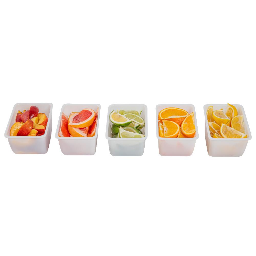 restaurantware Bar Lux 1.25 Pint White Plastic Insert - Fits 5-Compartment Condiment Caddy - 5 count box