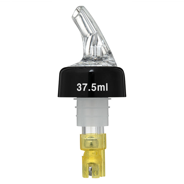 Restaurantware Bar Lux 1.5 Oz Yellow Plastic Measured Liquor Pourer - With Collar Clear Spout - 50 Count Box