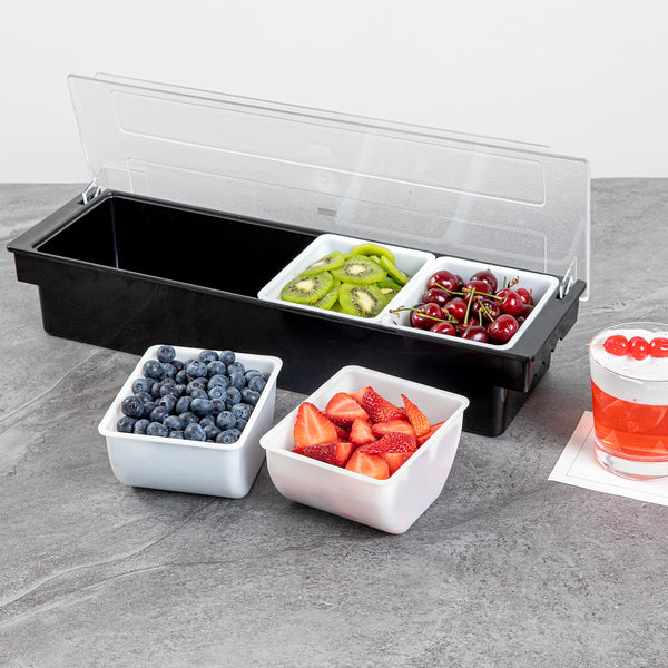 Restaurantware Bar Lux 1.5 Pint White Plastic Insert - Fits 4-Compartment Condiment Caddy - 4 Count Box