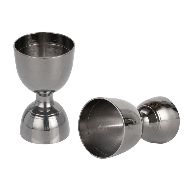 Restaurantware Bar Lux 1 Oz / 2 Oz Black-Plated Stainless Steel Jigger - Negroni - 1 Count Box