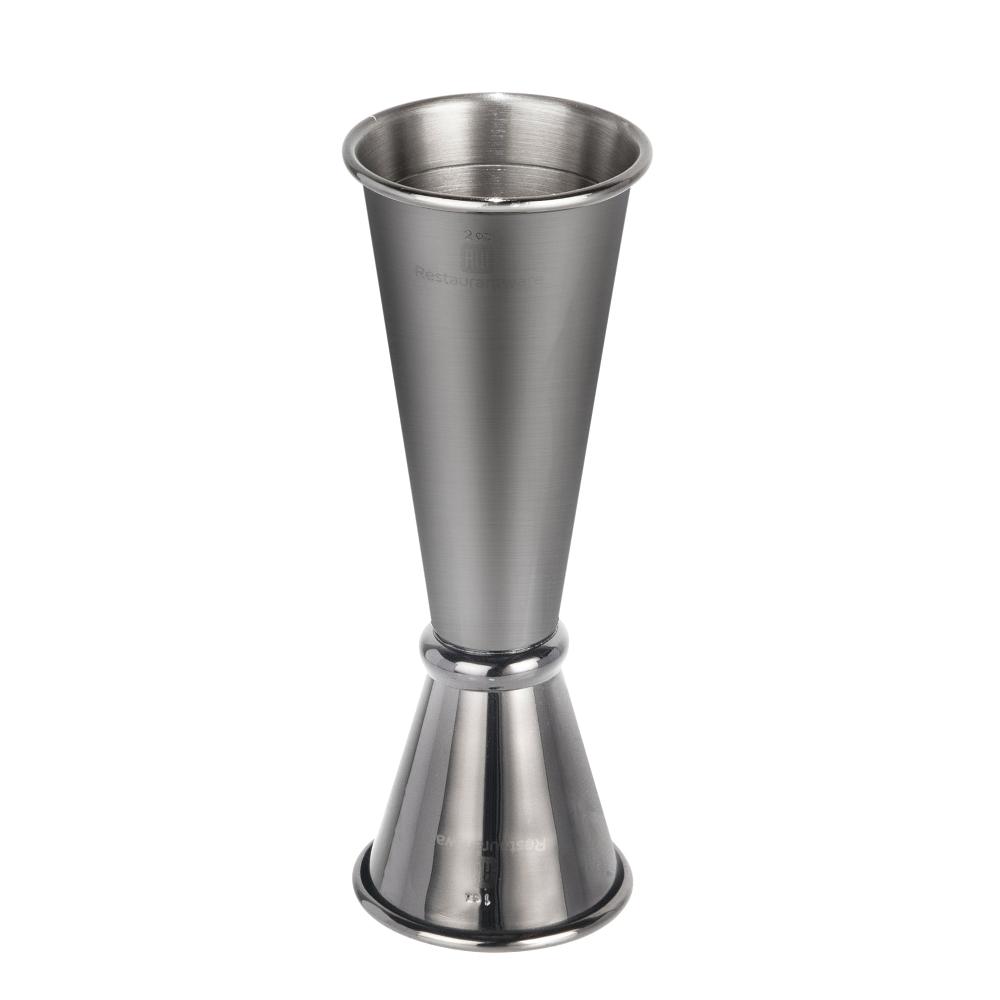 restaurantware Bar Lux 1 oz / 2 oz Black Stainless Steel Jigger - Japanese Style - 1 count box
