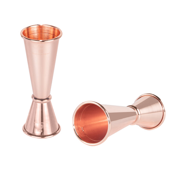 Restaurantware Bar Lux 1 Oz / 2 Oz Copper-Plated Stainless Steel Jigger - Japanese Style - 1 Count Box