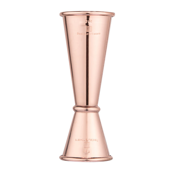 Restaurantware Bar Lux 1 Oz / 2 Oz Copper-Plated Stainless Steel Jigger - Japanese Style - 1 Count Box