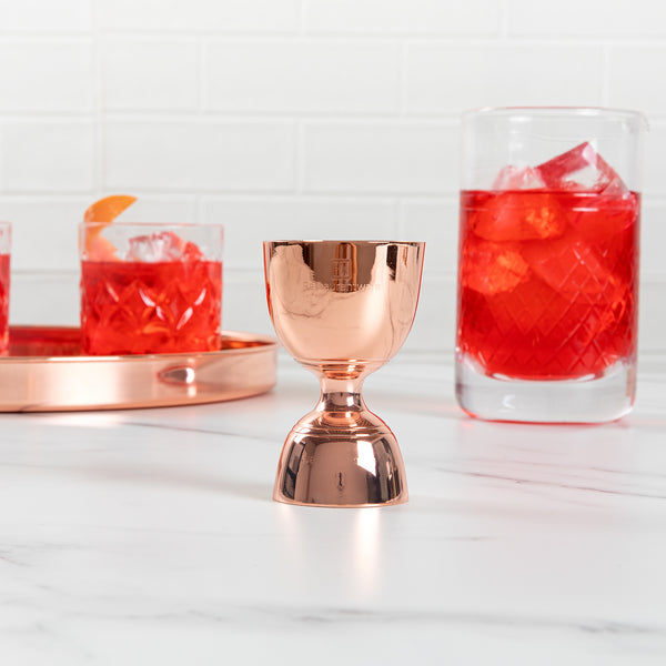 Restaurantware Bar Lux 1 Oz / 2 Oz Copper-Plated Stainless Steel Jigger - Negroni - 1 Count Box